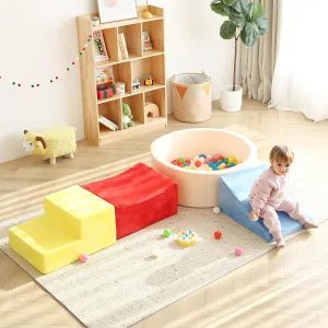 Tiita Climbing Toys with Ball Pit for Toddlers, 4-Piece Kids Foam Climbing Blocks for Baby 3 , Activity Soft Climb and Crawl Playset Indoor Playground, Colorful, Balls not Included
