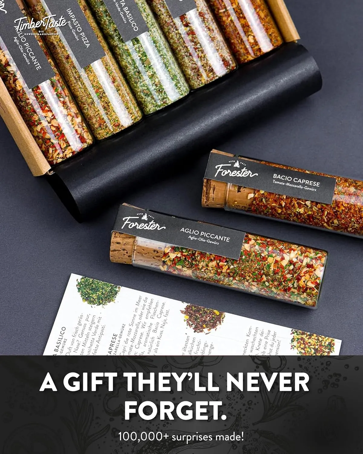 TIMBER TASTE® Italian Spice Gift Set - Gourmet Italian Seasoning Blends - Spices & Seasoning Set for Men & Women - Italian Spices & Seasoning Set for Birthday Gifts for Men - Mens Birthday Gift Ideas