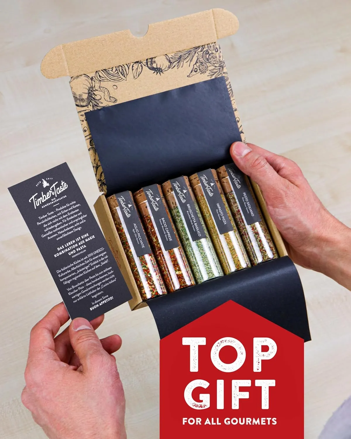 TIMBER TASTE® Italian Spice Gift Set - Gourmet Italian Seasoning Blends - Spices & Seasoning Set for Men & Women - Italian Spices & Seasoning Set for Birthday Gifts for Men - Mens Birthday Gift Ideas