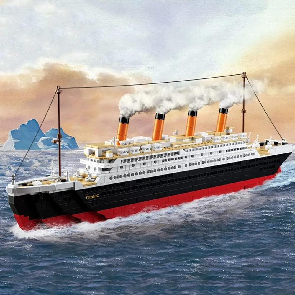 Titanic Ship Model Building Block Set, 3D Puzzle Sets DIY Educational Toys, Building Bricks Toys for Titanic Blocks, Ideal Gift for Kids & Adults 1021 Pieces Block Model Kit