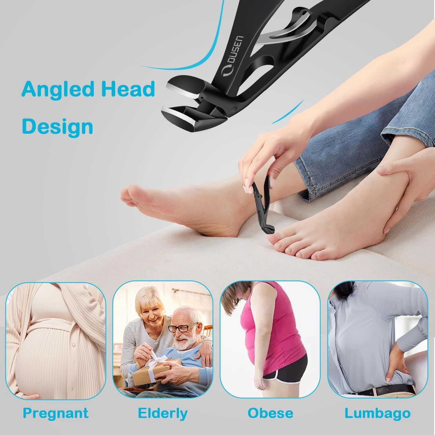 Toenail Clippers for Seniors Thick Nails, Angled Nail Clippers with Catcher for Mens&Womens Fingernail, Wide Jaw Opening Toe Nail Clippers, Slanted Nail Clippers with Sharp Pointed for Ingrown Toenail