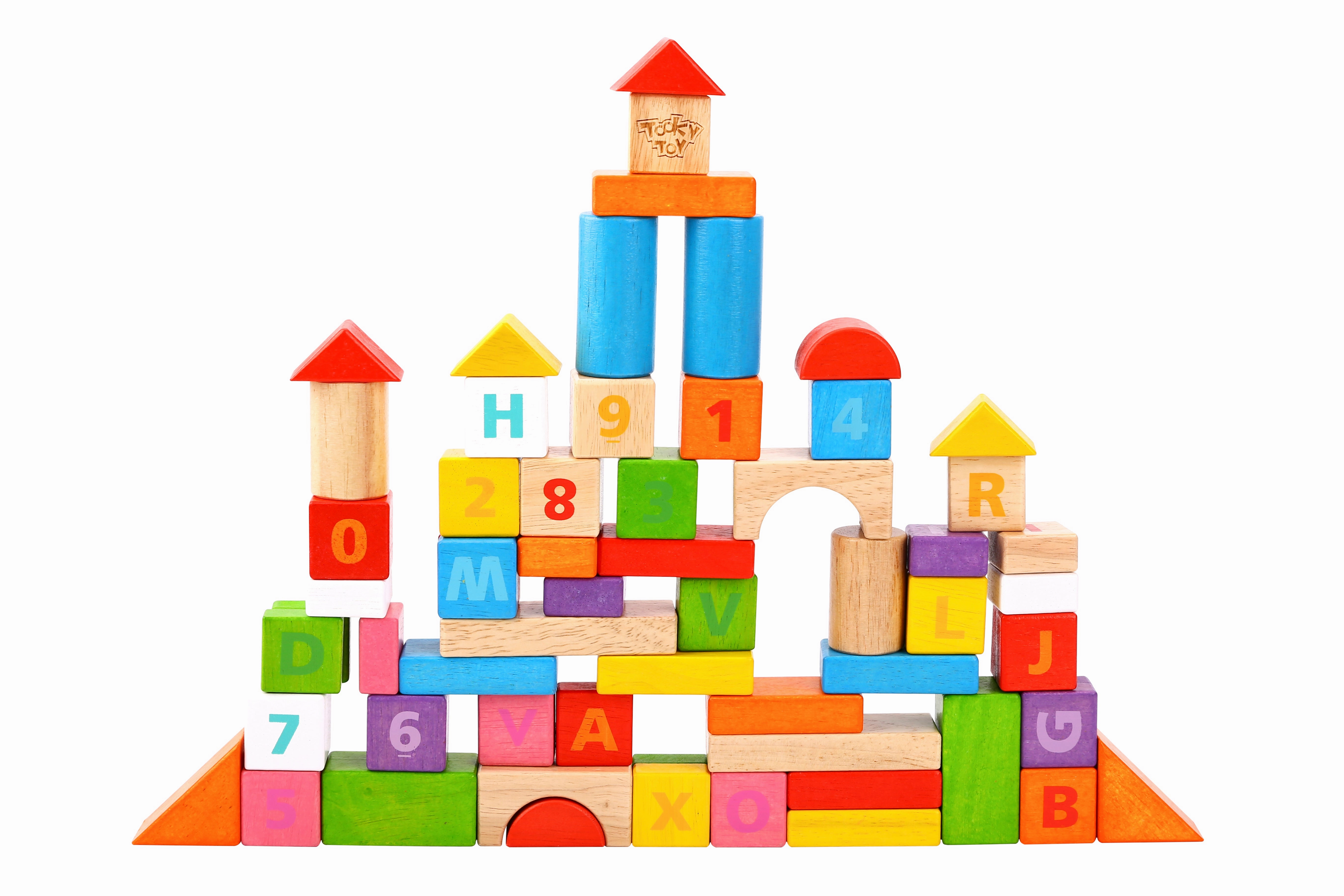 Tooky Toy 70pcs Blocks - Rubber Wood