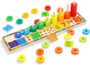 TOP BRIGHT Montessori Toys for 2 3 Year Old - Toddler Wooden Number Puzzles Sorter Counting Shape Stacker Game for Boy Girl,Learning Education Preschool Math Blocks Toys