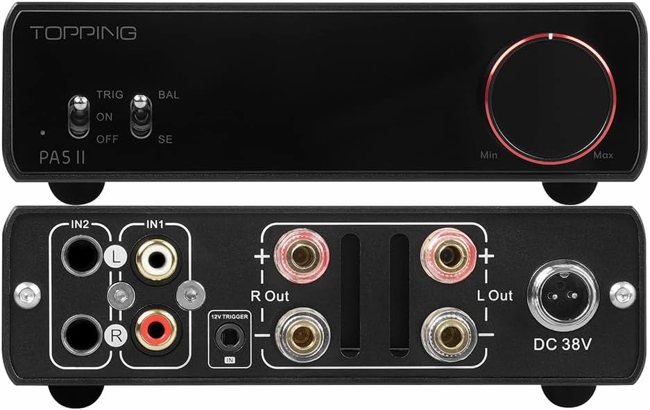 Topping PA5II HiFi Power Amplifier 100W x 100W Full Balanced Amplifiers TRS/RCA Input Desktop Class D Amp Home Audio Stereo Amps (Black)