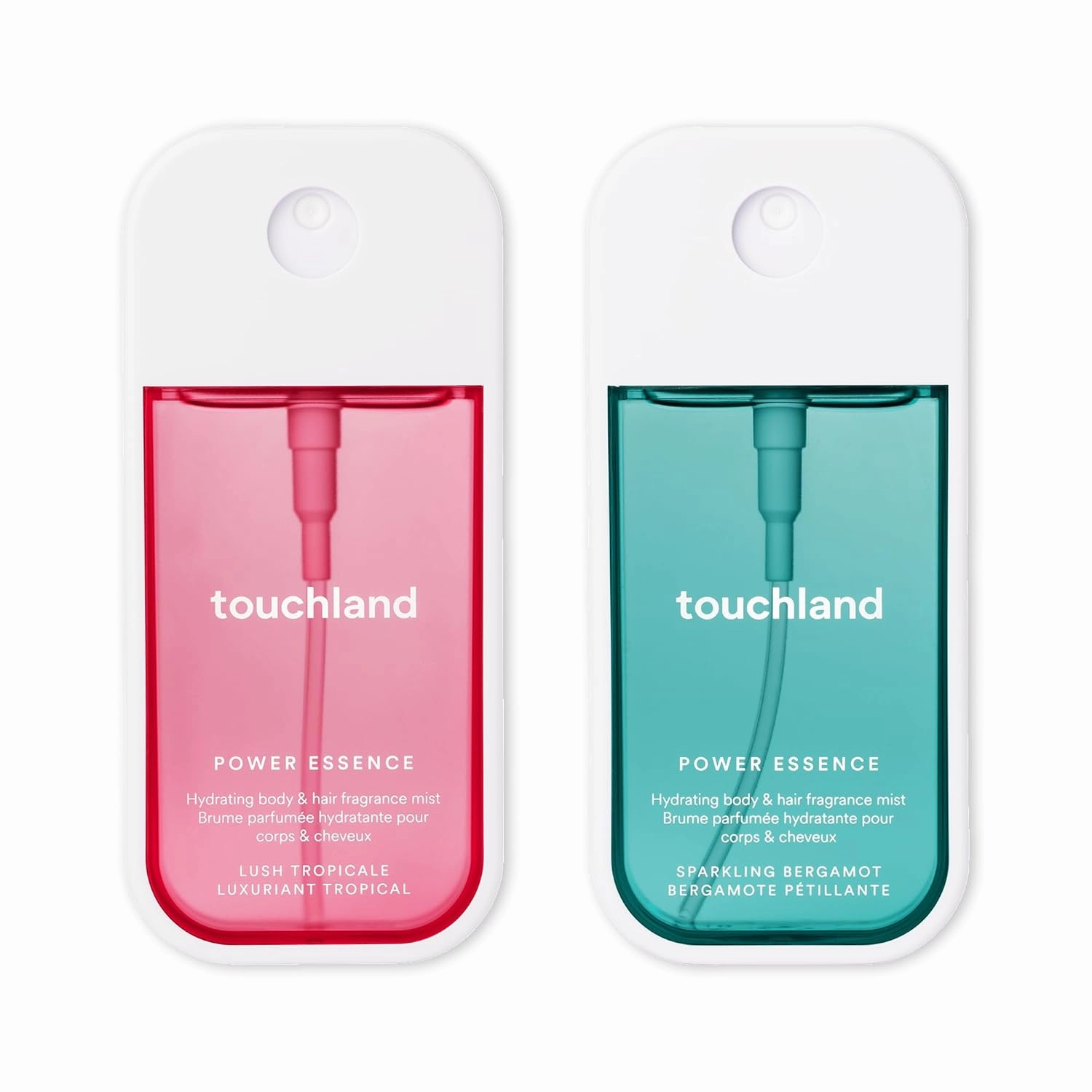 Touchland Power Essence Hydrating Body & Hair Fragrance, LUSH RADIANCE (Lush Tropicale   Sparkling Bergamot), 2 FL. OZ. Travel Size Body Mist (Set of 2)