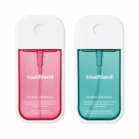 Touchland Power Essence Hydrating Body & Hair Fragrance, LUSH RADIANCE (Lush Tropicale   Sparkling Bergamot), 2 FL. OZ. Travel Size Body Mist (Set of 2)