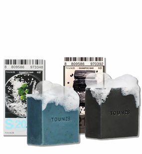 TOUN28 Anti-dandruff Natural Organic Vegan Biotin Menthol Cooling Shampoo Bar & Charcoal Black Soybean Thickening Shampoo Bar Set for All Hair Types Paraben Sulfate Silicone Free Korean Haircare