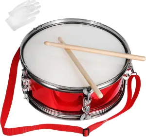 TOYANDONA Marching Snare Drum Educational Drum with Drumsticks Strap Gloves Fun Musical Instrument for Birthday Reward