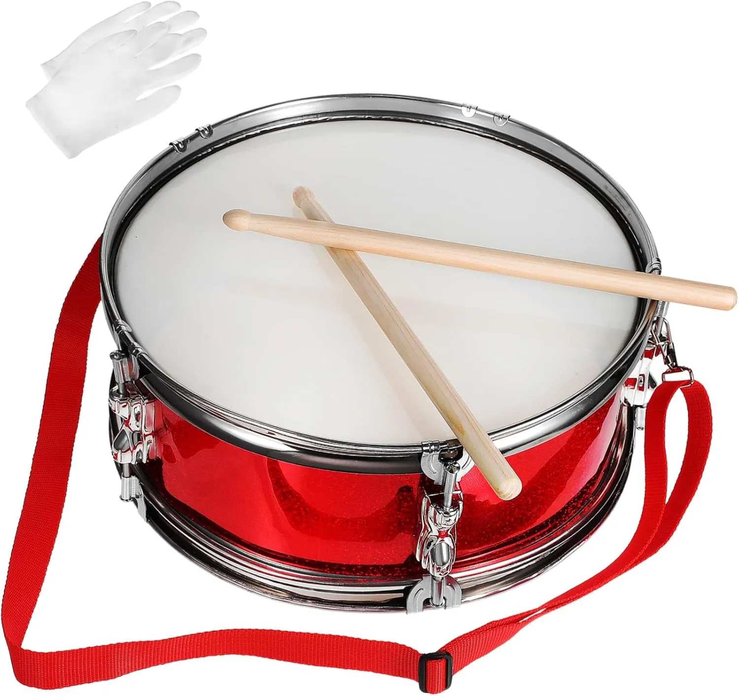 TOYANDONA Marching Snare Drum Educational Drum with Drumsticks Strap Gloves Fun Musical Instrument for Birthday Reward