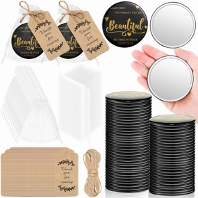 Tradder 50 Sets Inspirational Appreciation Gifts Compact Mirrors Bulk for Women Employee Pocket Makeup Mirrors for Bachelorette Bridal Souvenir Graduation