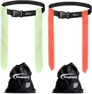 Trained Glow in the Dark Flag Football Set – 2-Man Adjustable Flag Football Belts with Flags – Outdoor Flag Football Gear