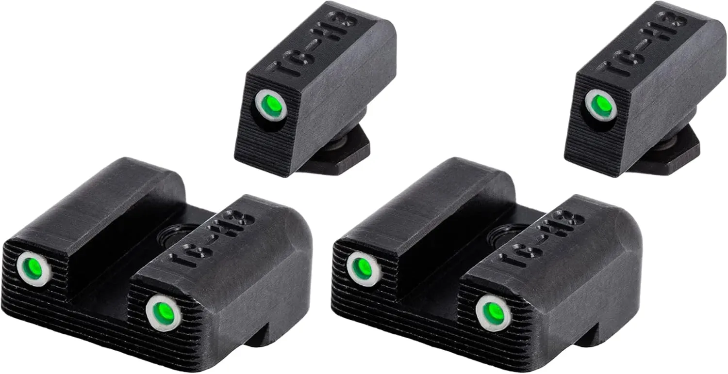 TruGlo Tritium Glow in The Dark Compact Pistol Optic with Transitioning Green and White Dot for Glock 42 and 43 Pistols, Green (2 Pack)
