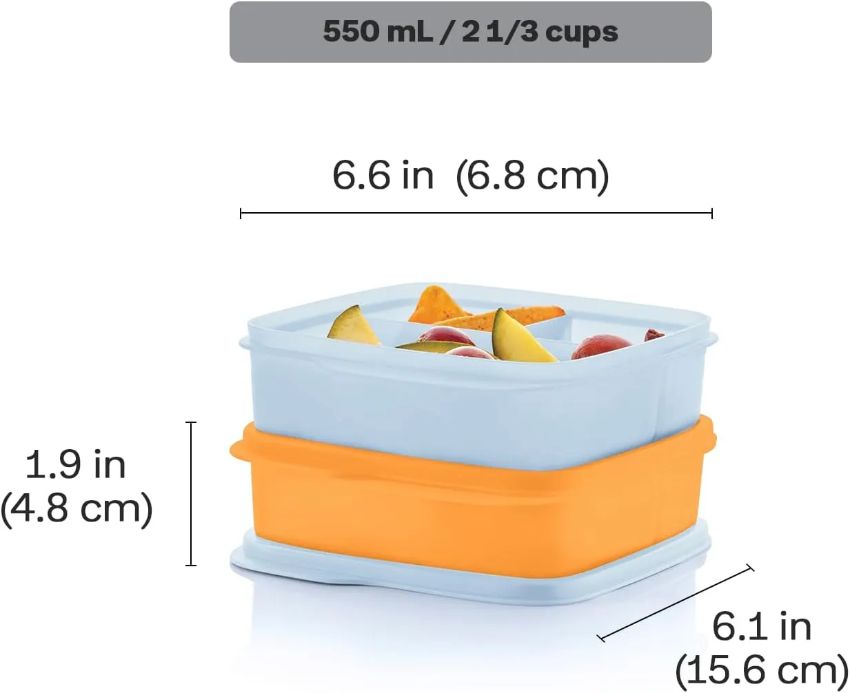 Tupperware Lunch-It Portion & Go Compact 2-Lunch Box Set, Dishwasher Safe and BPA Free (2.3 Cups/550 ml)