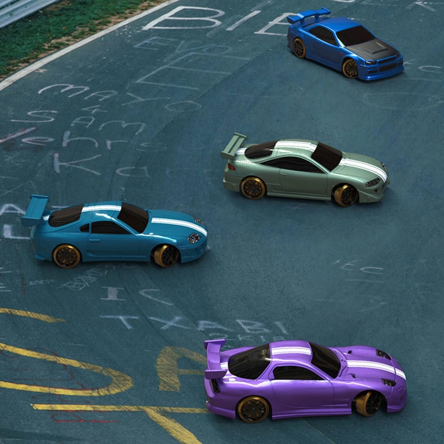 Turbo Racing 1:76 Scale Drift RC Car with Gyro Mini Full Proportional RTR 2.4GHZ Remote Control with 2 Replaceable Body Shell (C61-Purple)