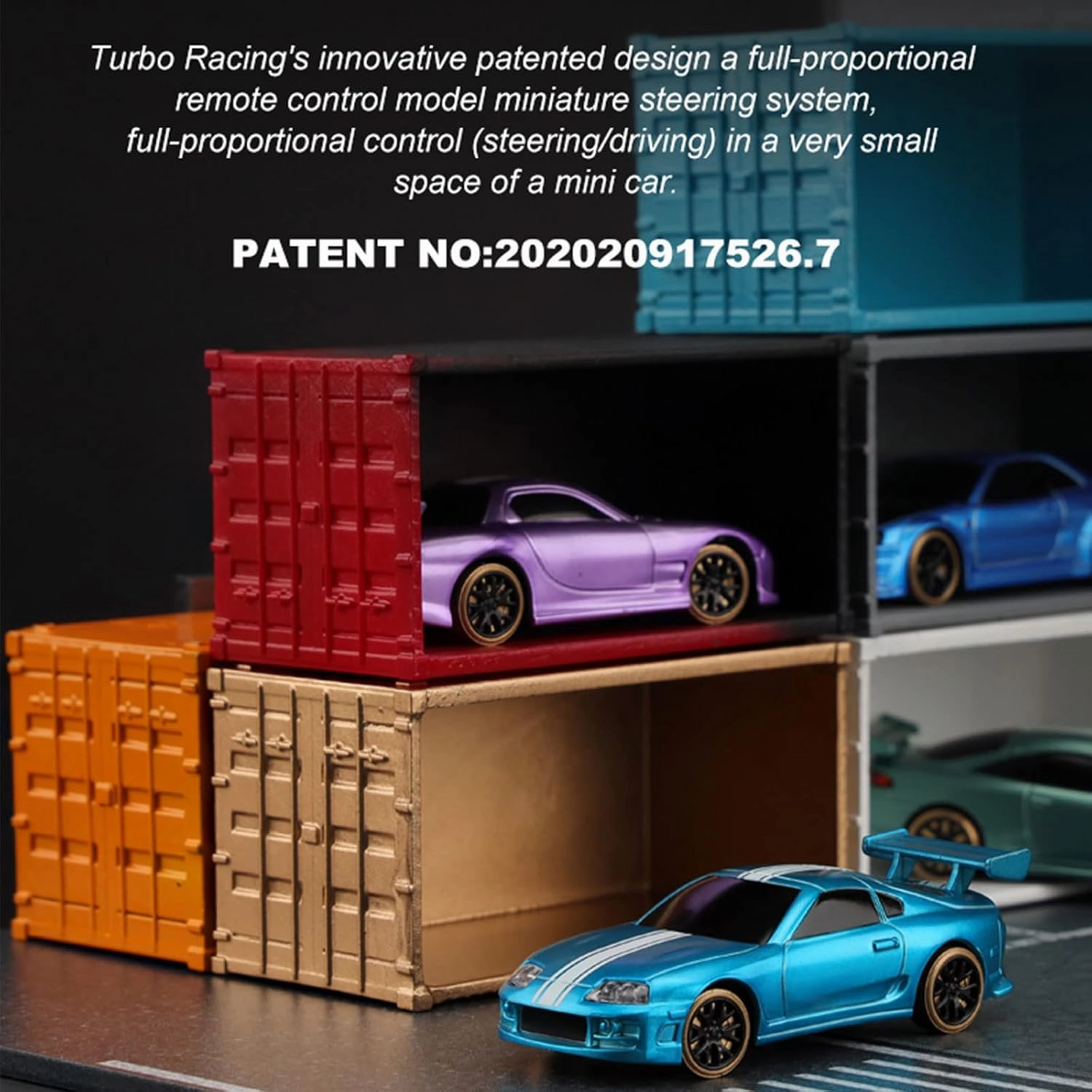 Turbo Racing 1:76 Scale Drift RC Car with Gyro Mini Full Proportional RTR 2.4GHZ Remote Control with 2 Replaceable Body Shell (C63-Blue)