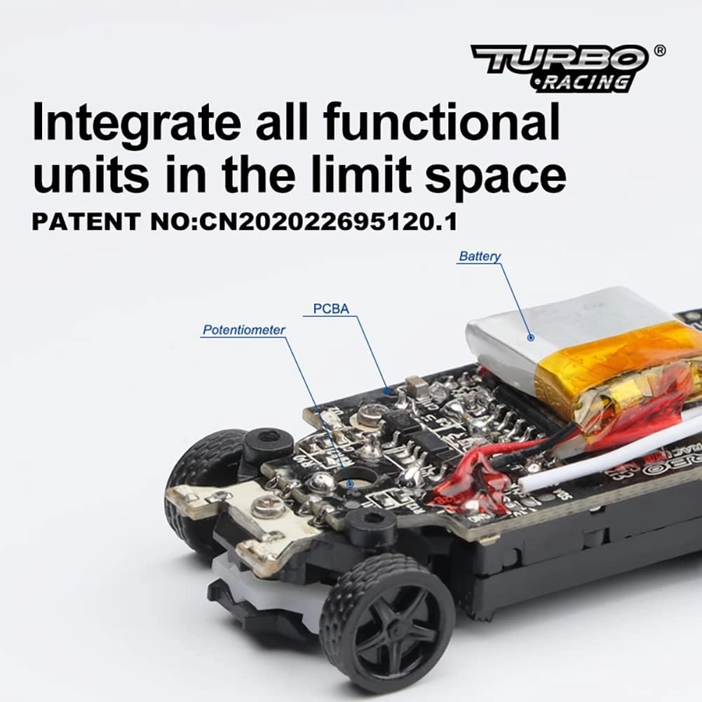 Turbo RC 1:76 Mini Sports Car 4CH 2.4GHZ Remote Control Full Proportional RTR Kit with 2 Replaceable Body Shell (C74-Black)