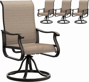 UDPATIO Patio Swivel Chairs Set of 4, Outdoor Patio Dining Chairs with All Weather Textilene Black Metal Frame for Lawn Garden Backyard, BrownX