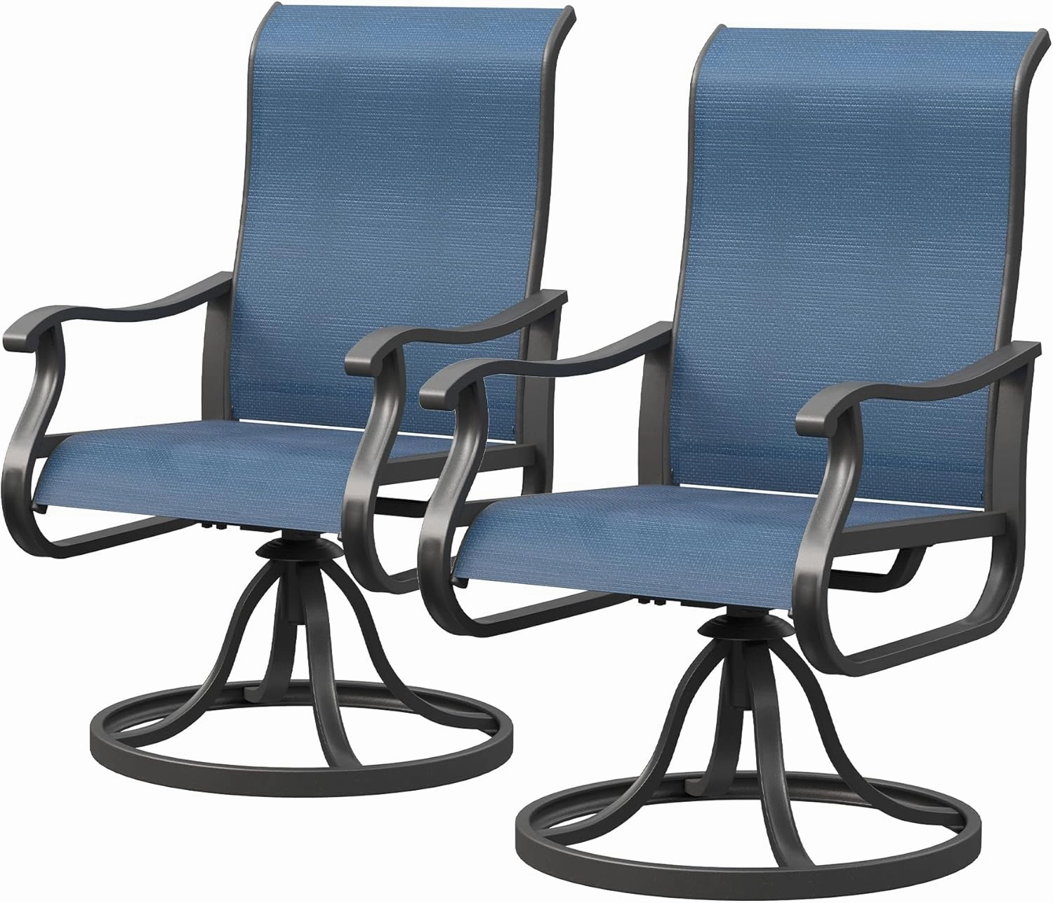 UDPATIO Patio Swivel Dining Chairs Set of 2, Outdoor Swivel Chairs Patio High Back with All Weather Textilene Metal Rocking Frame for Lawn Garden Backyard, Navy