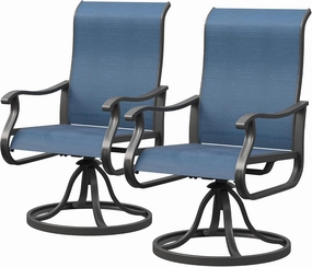 UDPATIO Patio Swivel Dining Chairs Set of 2, Outdoor Swivel Chairs Patio High Back with All Weather Textilene Metal Rocking Frame for Lawn Garden Backyard, Navy