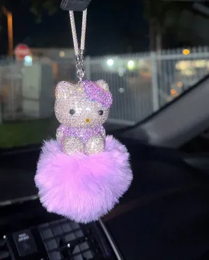 Ultra Bling Kitty Rearview Accessory Shiny Rhinestone Especially Bling Universal Diamond Purple