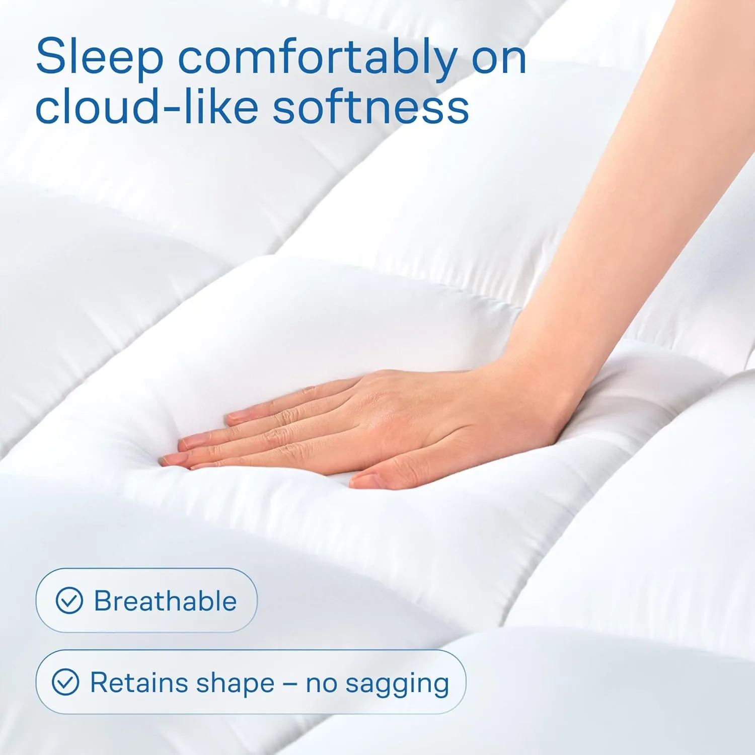 Ultra Soft Twin Mattress Topper - Cloud-Like Mattress Pad for Back Pain Relief - Breathable Cooling Material for Hot Sleepers