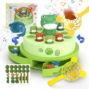 UNEEDE Frog Bounce and Catch Game: Popping Board Game for Kids Age 4-6, 2 Players, 3-6 Years