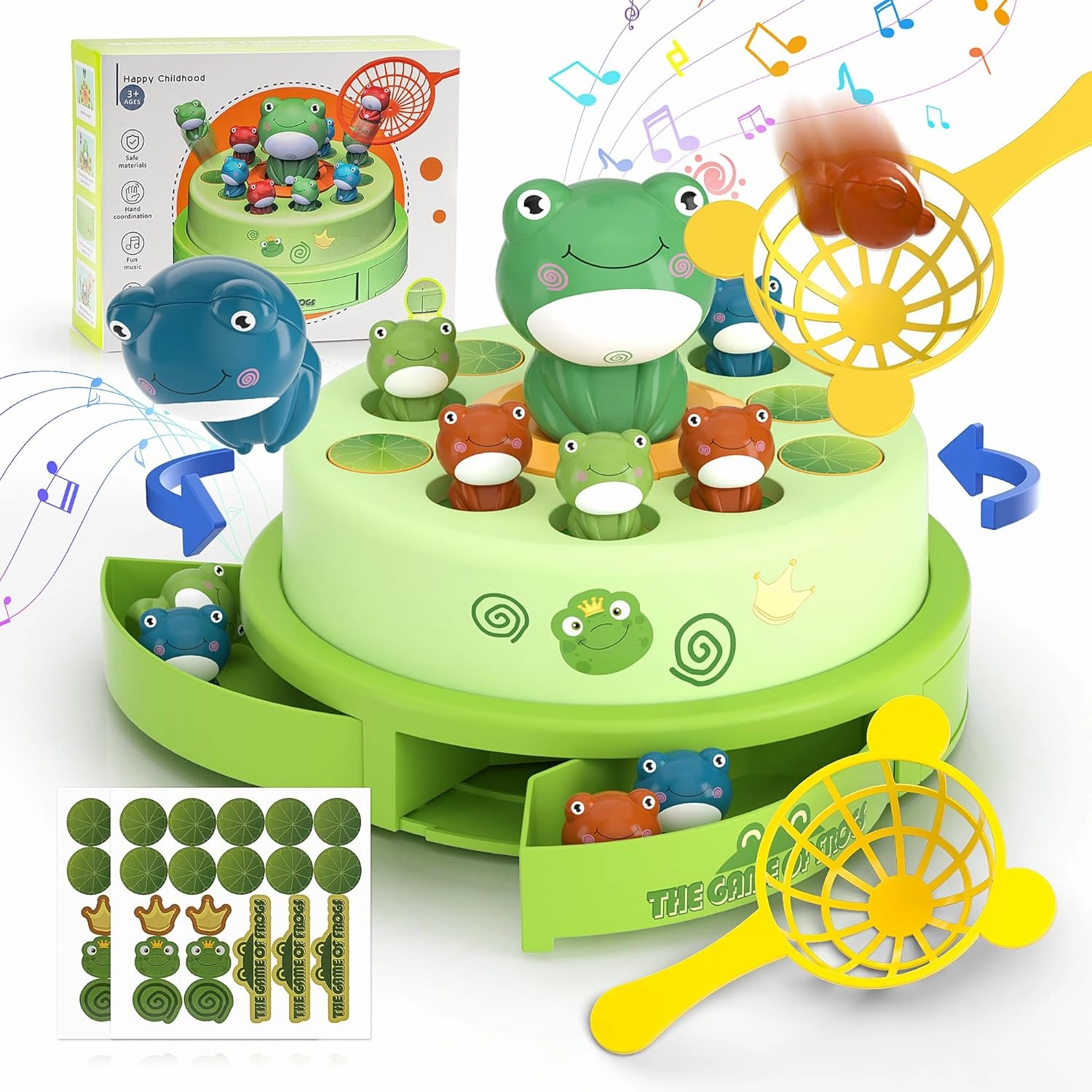 UNEEDE Frog Bounce and Catch Game: Popping Board Game for Kids Age 4-6, 2 Players, 3-6 Years