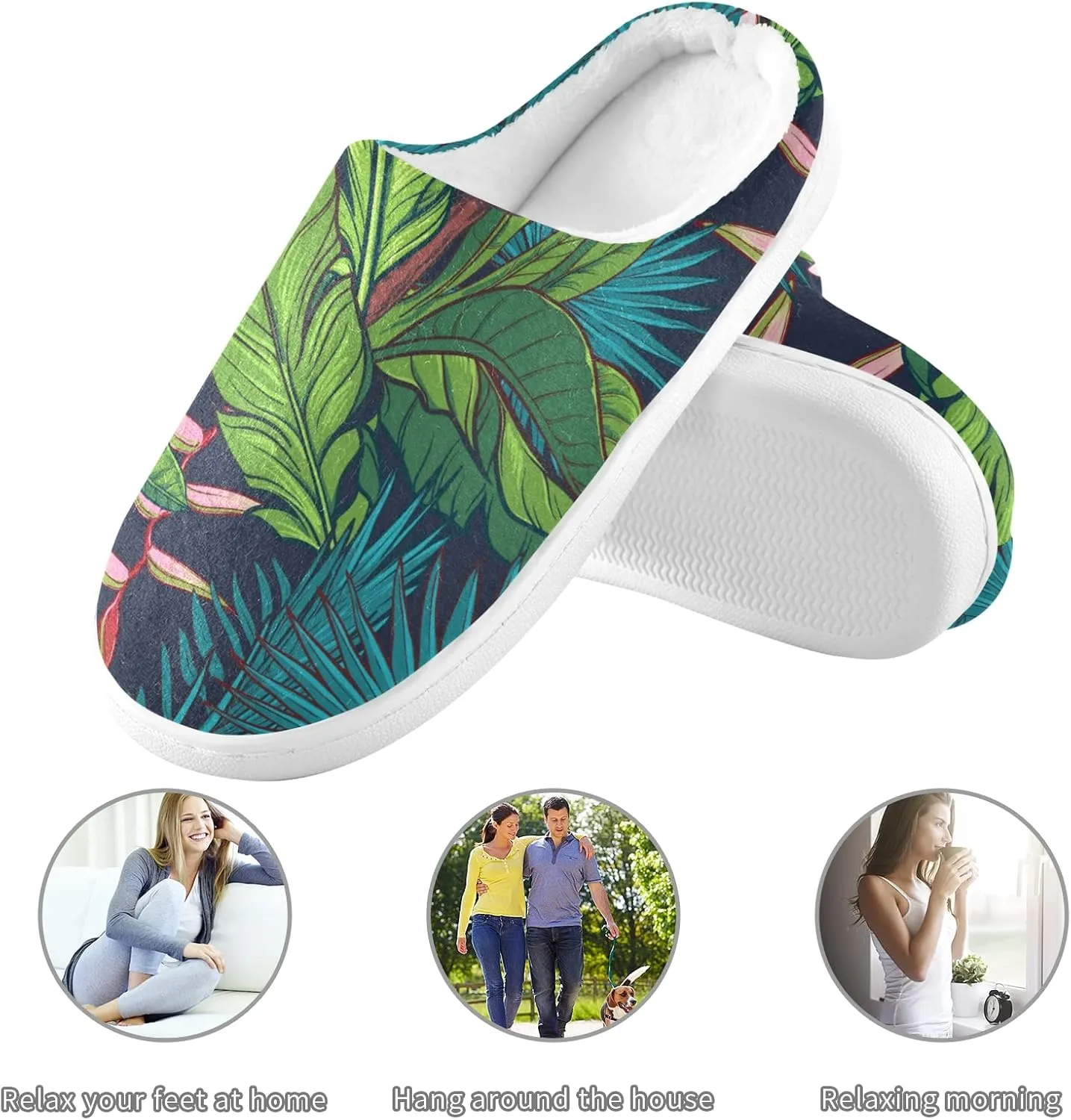Unisex Memory Foam House Slippers Non-Skid Soft Warm Sole Coral Fleece Slip-on Closed Toe Hand Free Shoes for Bedroom Travel 6-17