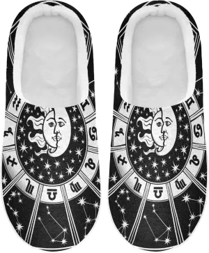 Unisex Memory Foam House Slippers Non-Skid Soft Warm Sole Coral Fleece Slip-on Closed Toe Hand Free Shoes for Bedroom Travel 6-17