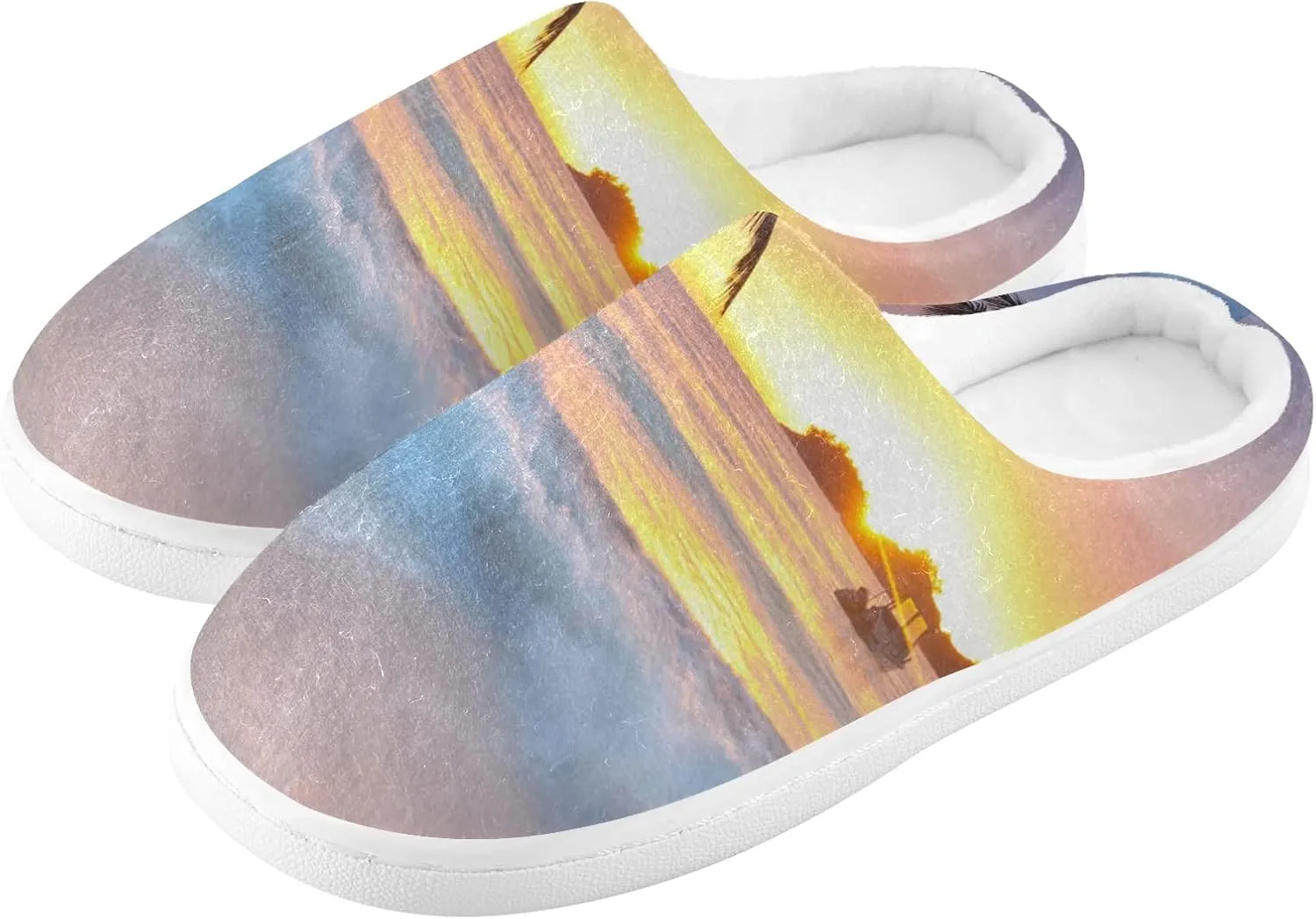 Unisex Memory Foam House Slippers Non-Skid Soft Warm Sole Coral Fleece Slip-on Closed Toe Hand Free Shoes for Bedroom Travel 6-17