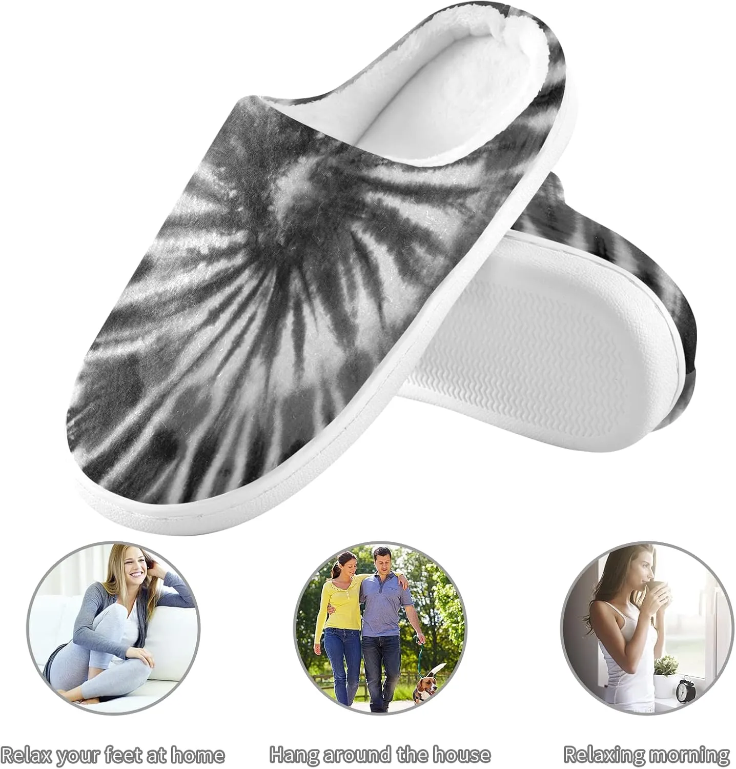 Unisex Memory Foam House Slippers Non-Skid Soft Warm Sole Coral Fleece Slip-on Closed Toe Hand Free Shoes for Bedroom Travel 6-17
