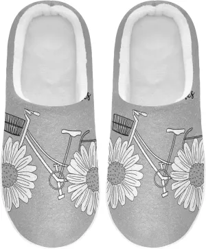 Unisex Memory Foam House Slippers Non-Skid Soft Warm Sole Coral Fleece Slip-on Closed Toe Hand Free Shoes for Bedroom Travel 6-17