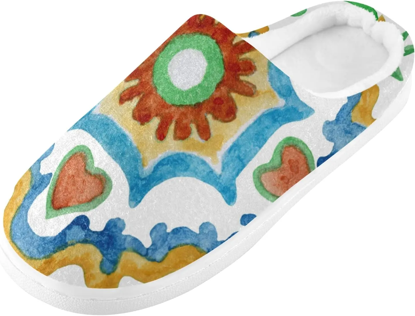 Unisex Memory Foam House Slippers Non-Skid Soft Warm Sole Coral Fleece Slip-on Closed Toe Hand Free Shoes for Bedroom Travel 6-17