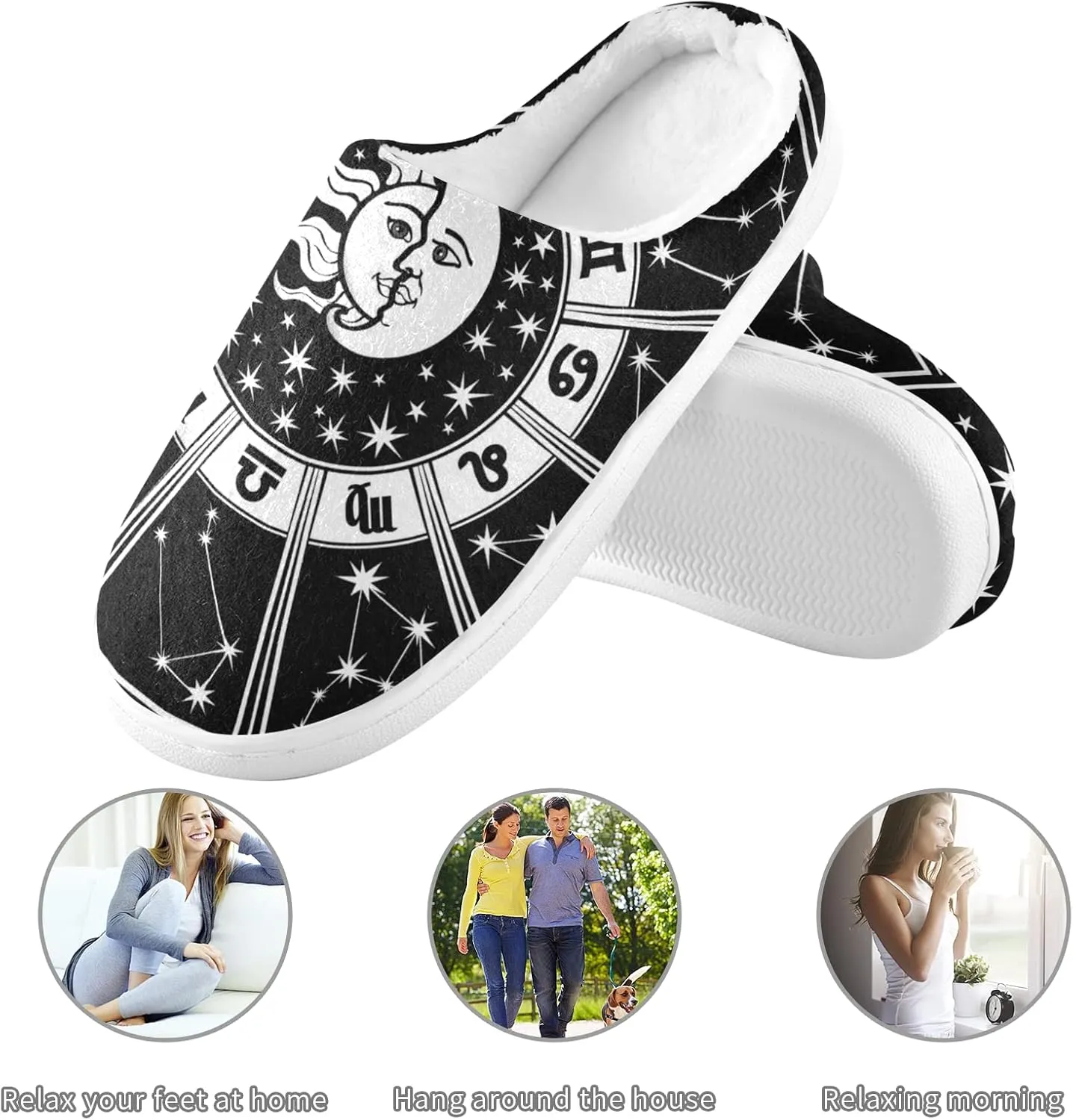 Unisex Memory Foam House Slippers Non-Skid Soft Warm Sole Coral Fleece Slip-on Closed Toe Hand Free Shoes for Bedroom Travel 6-17