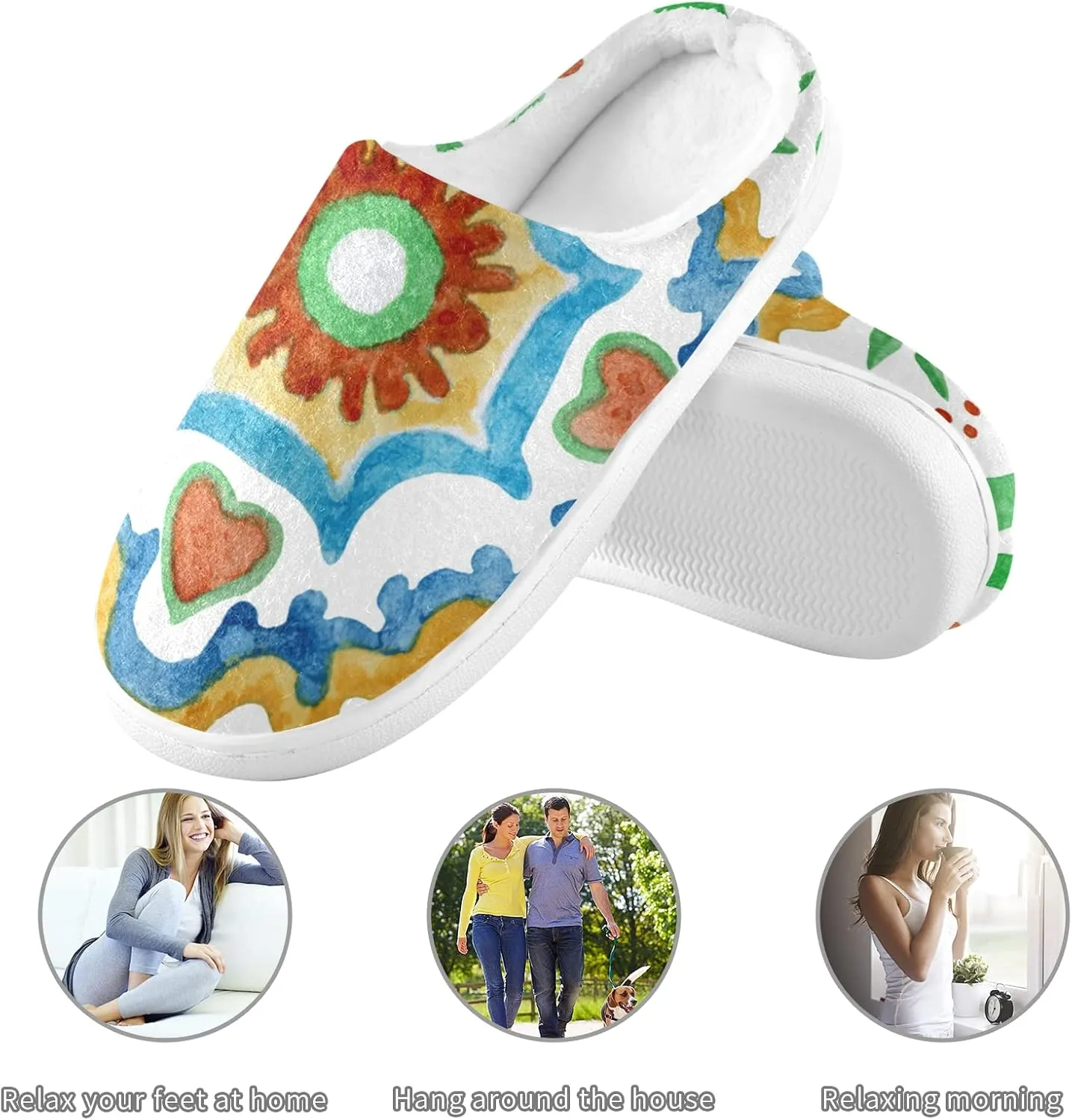 Unisex Memory Foam House Slippers Non-Skid Soft Warm Sole Coral Fleece Slip-on Closed Toe Hand Free Shoes for Bedroom Travel 6-17