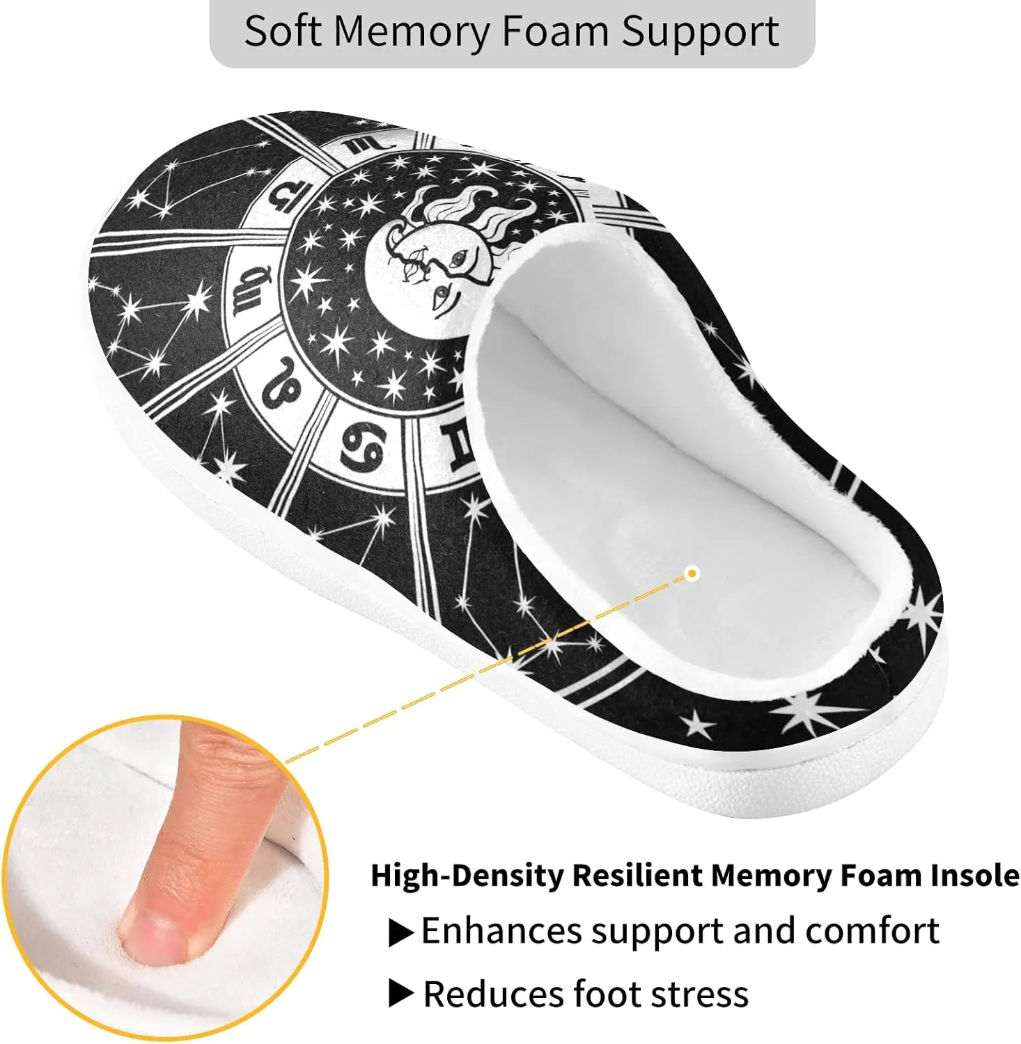 Unisex Memory Foam House Slippers Non-Skid Soft Warm Sole Coral Fleece Slip-on Closed Toe Hand Free Shoes for Bedroom Travel 6-17