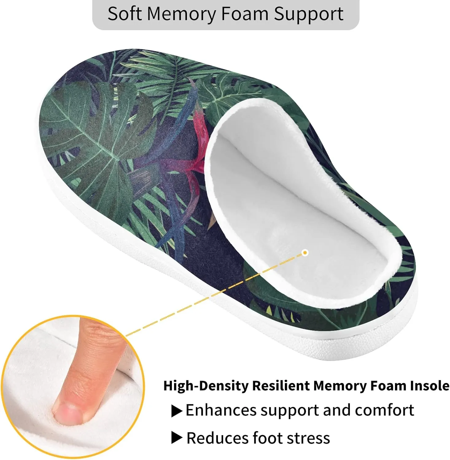 Unisex Memory Foam House Slippers Non-Skid Soft Warm Sole Coral Fleece Slip-on Closed Toe Hand Free Shoes for Bedroom Travel 6-17