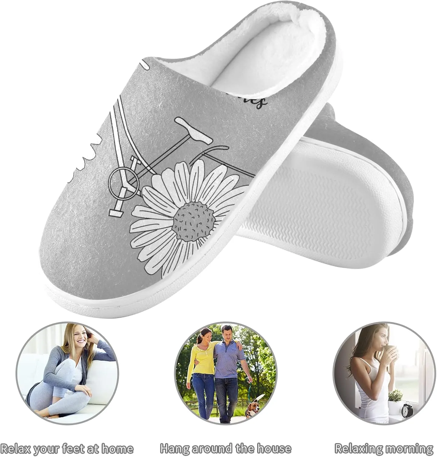 Unisex Memory Foam House Slippers Non-Skid Soft Warm Sole Coral Fleece Slip-on Closed Toe Hand Free Shoes for Bedroom Travel 6-17