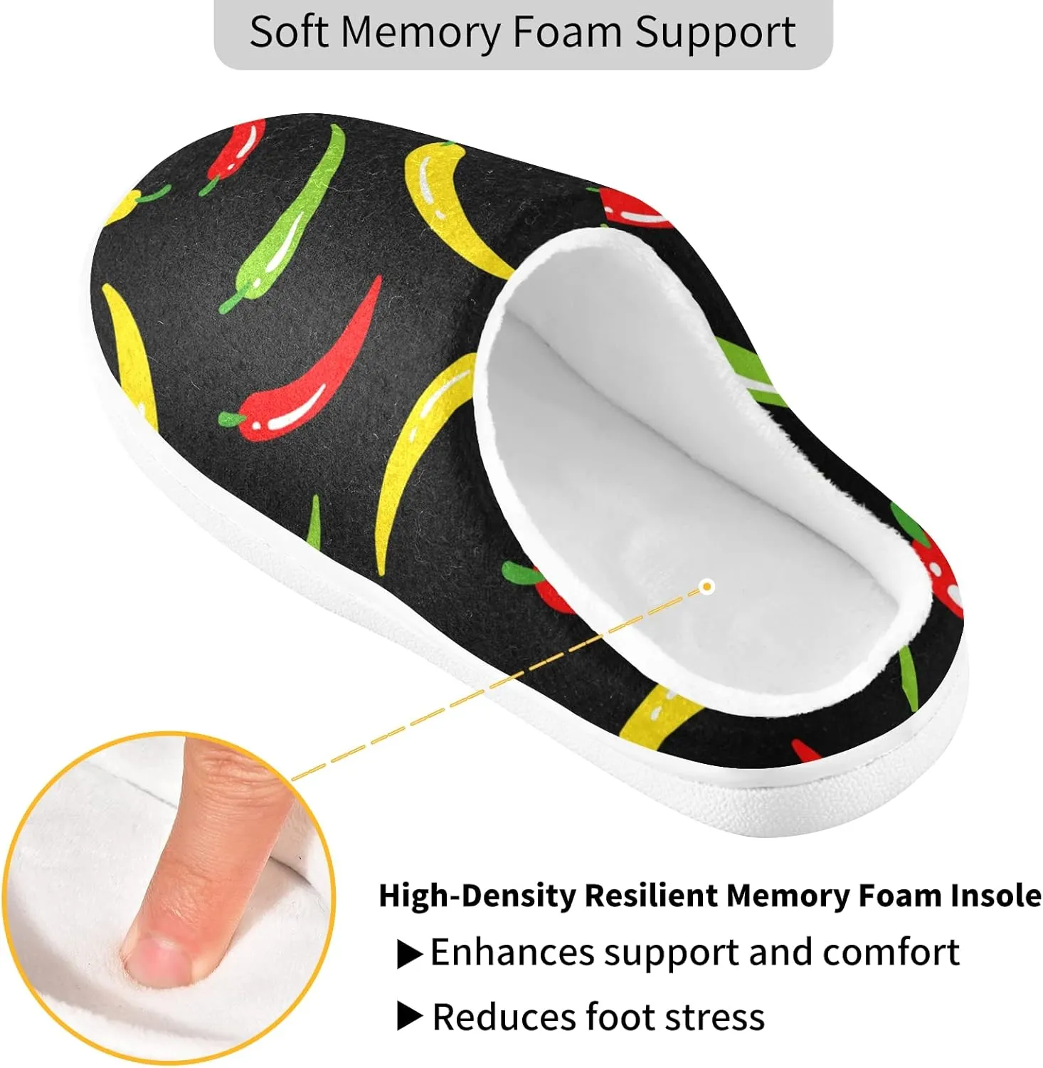 Unisex Memory Foam House Slippers Non-Skid Soft Warm Sole Coral Fleece Slip-on Closed Toe Hand Free Shoes for Bedroom Travel 6-17