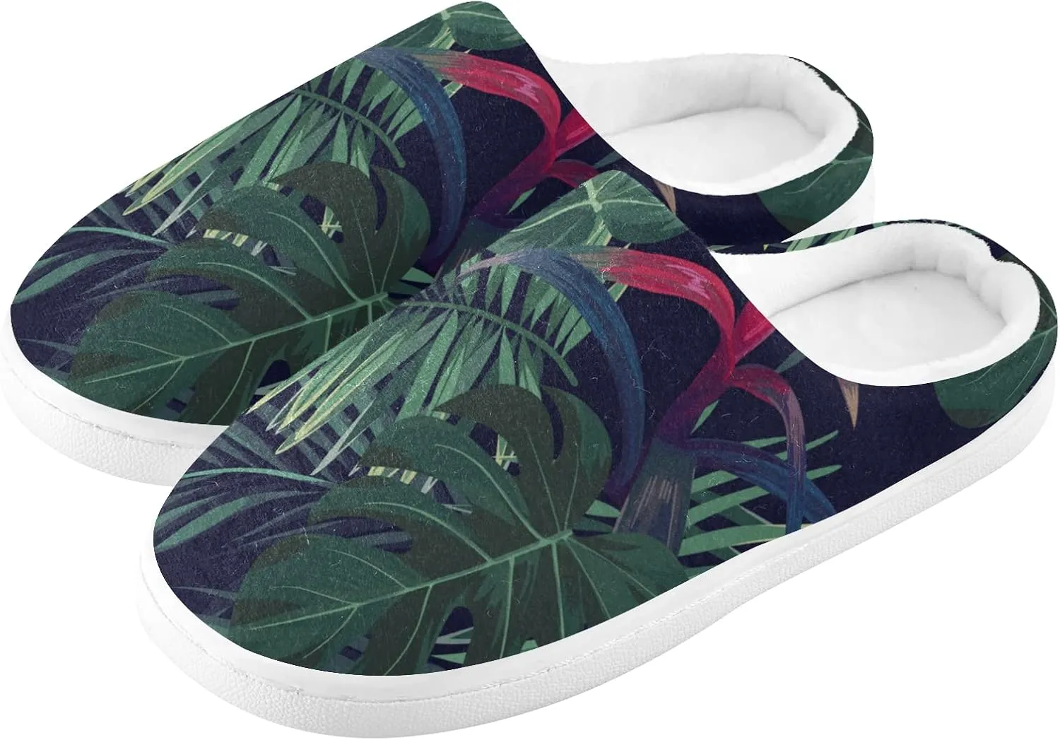 Unisex Memory Foam House Slippers Non-Skid Soft Warm Sole Coral Fleece Slip-on Closed Toe Hand Free Shoes for Bedroom Travel 6-17