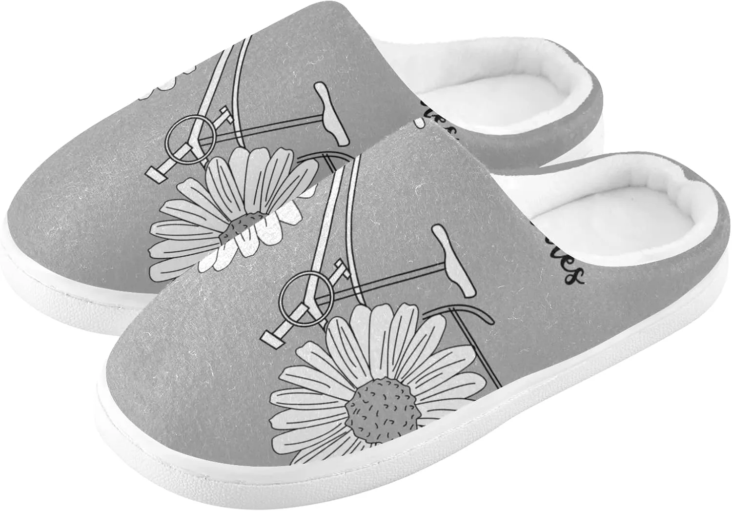 Unisex Memory Foam House Slippers Non-Skid Soft Warm Sole Coral Fleece Slip-on Closed Toe Hand Free Shoes for Bedroom Travel 6-17