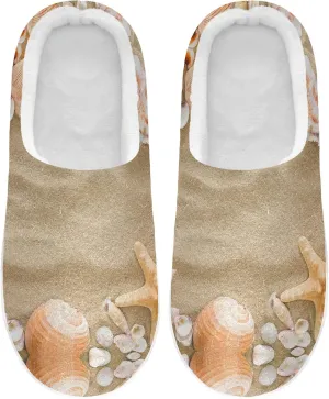 Unisex Memory Foam House Slippers Non-Skid Soft Warm Sole Coral Fleece Slip-on Closed Toe Hand Free Shoes for Bedroom Travel 6-17