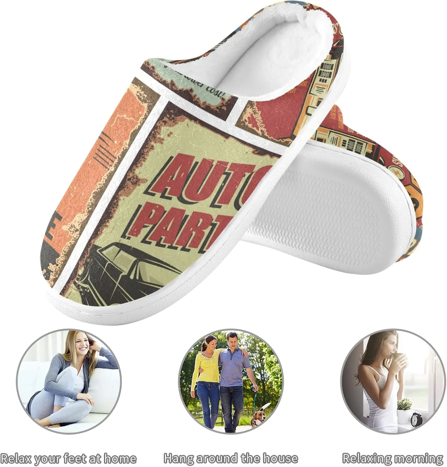 Unisex Memory Foam House Slippers Non-Skid Soft Warm Sole Coral Fleece Slip-on Closed Toe Hand Free Shoes for Bedroom Travel 6-17
