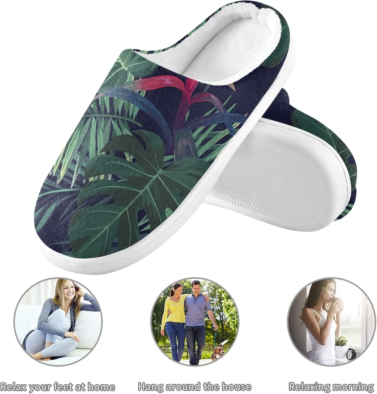 Unisex Memory Foam House Slippers Non-Skid Soft Warm Sole Coral Fleece Slip-on Closed Toe Hand Free Shoes for Bedroom Travel 6-17