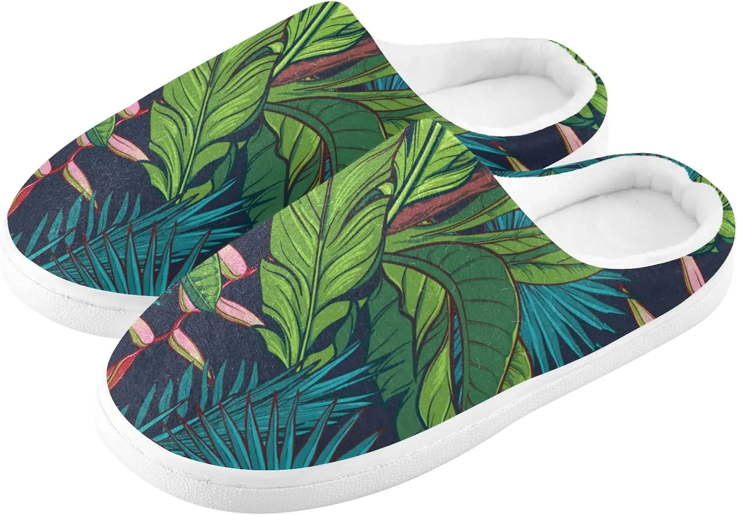 Unisex Memory Foam House Slippers Non-Skid Soft Warm Sole Coral Fleece Slip-on Closed Toe Hand Free Shoes for Bedroom Travel 6-17