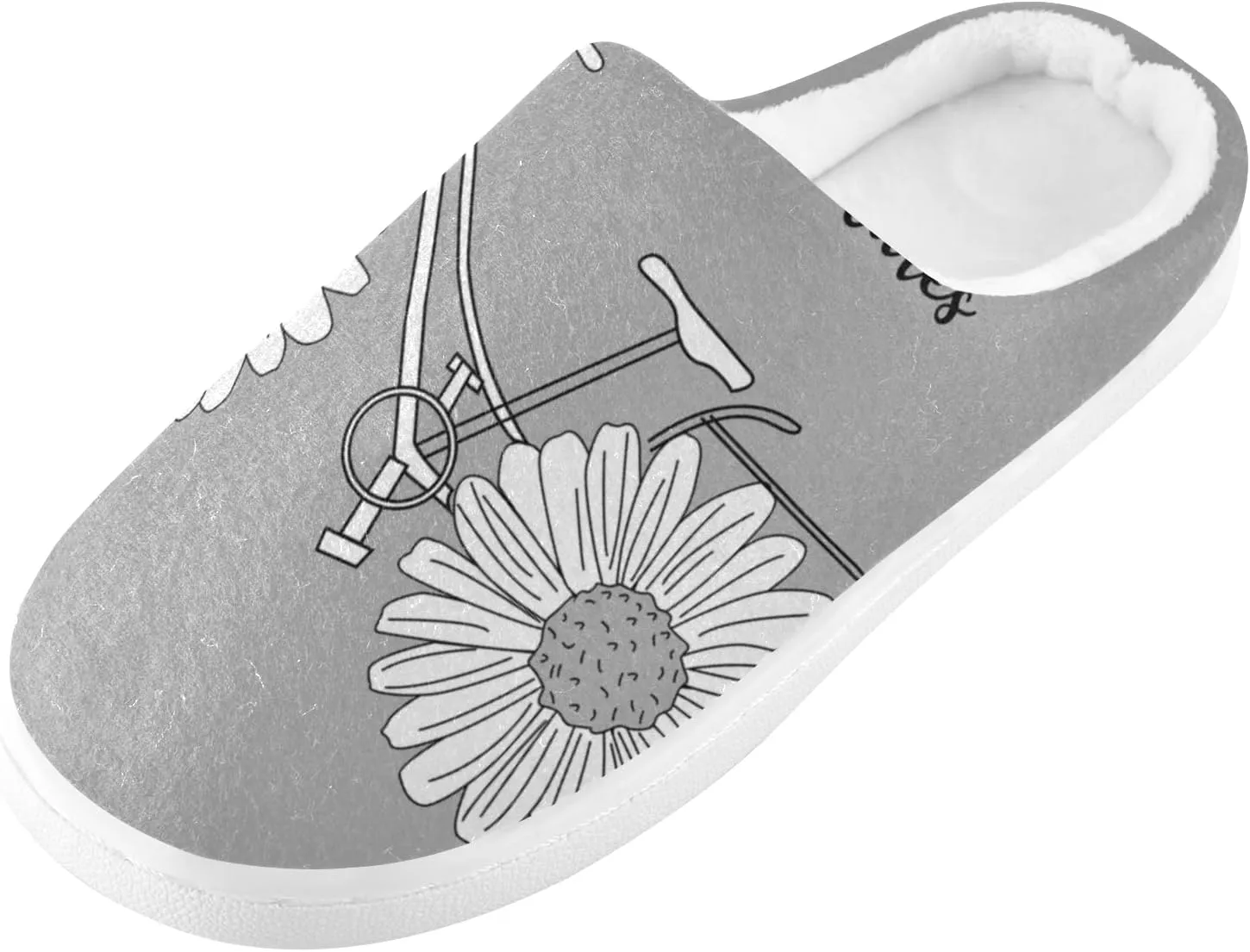 Unisex Memory Foam House Slippers Non-Skid Soft Warm Sole Coral Fleece Slip-on Closed Toe Hand Free Shoes for Bedroom Travel 6-17