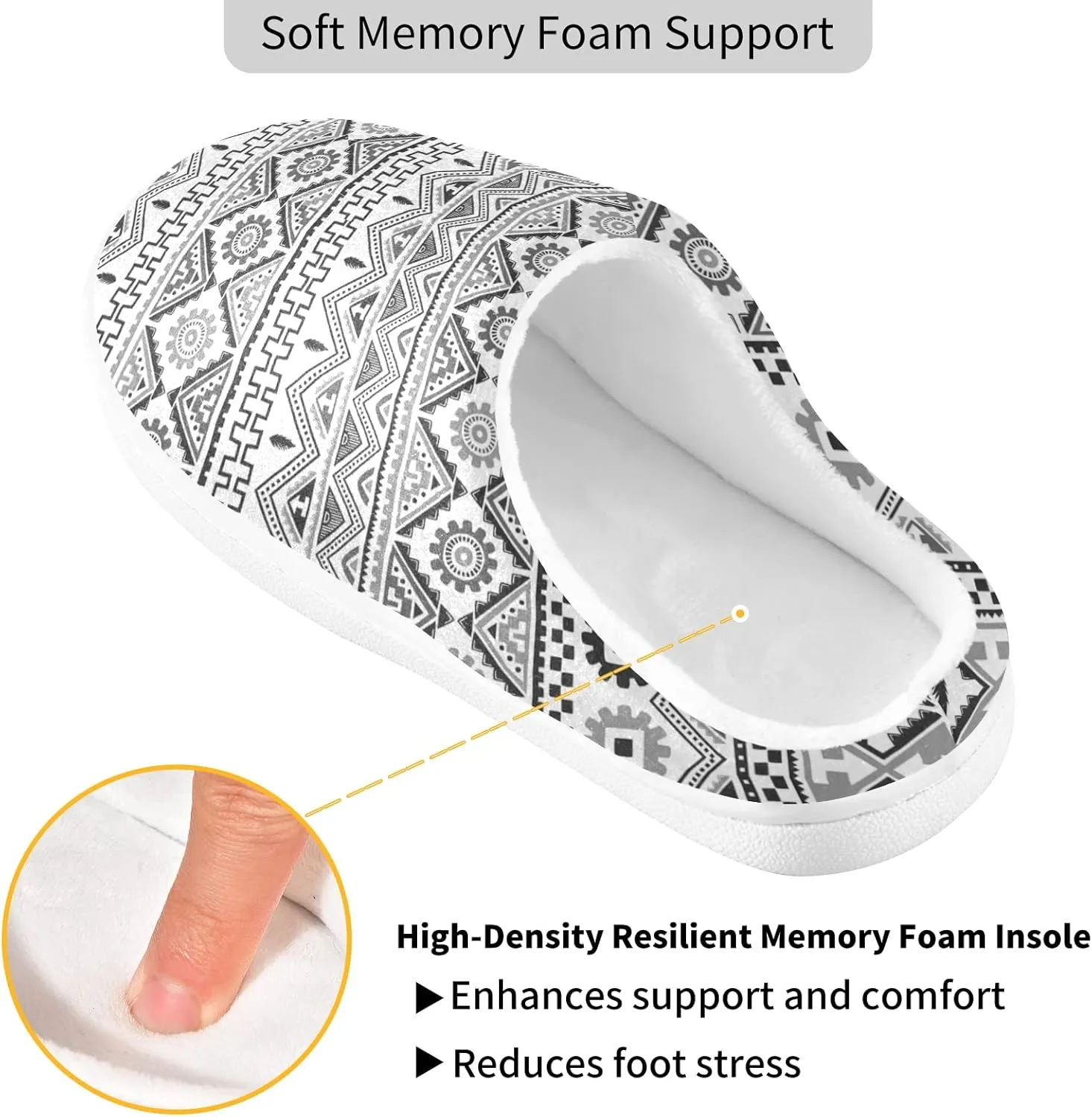 Unisex Memory Foam House Slippers Non-Skid Soft Warm Sole Coral Fleece Slip-on Closed Toe Hand Free Shoes for Bedroom Travel 6-17