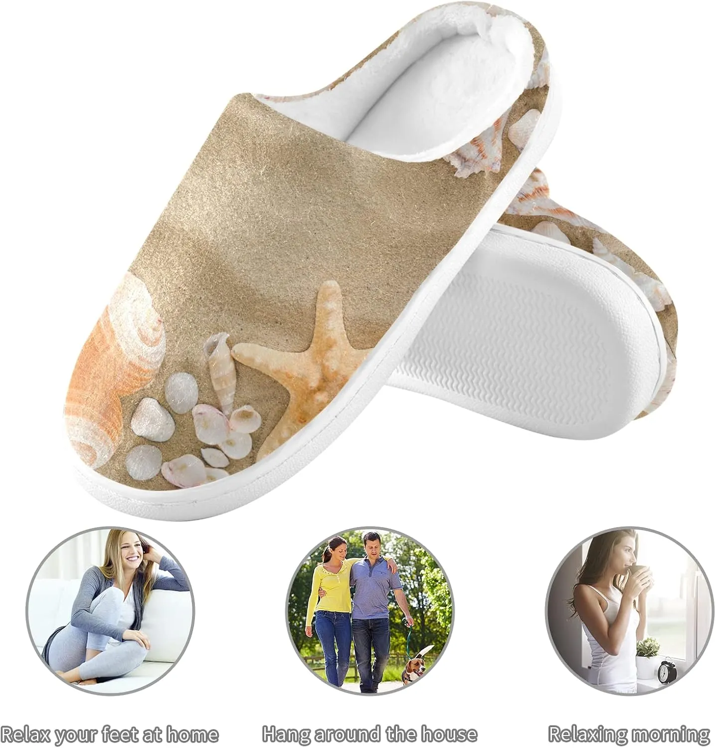 Unisex Memory Foam House Slippers Non-Skid Soft Warm Sole Coral Fleece Slip-on Closed Toe Hand Free Shoes for Bedroom Travel 6-17