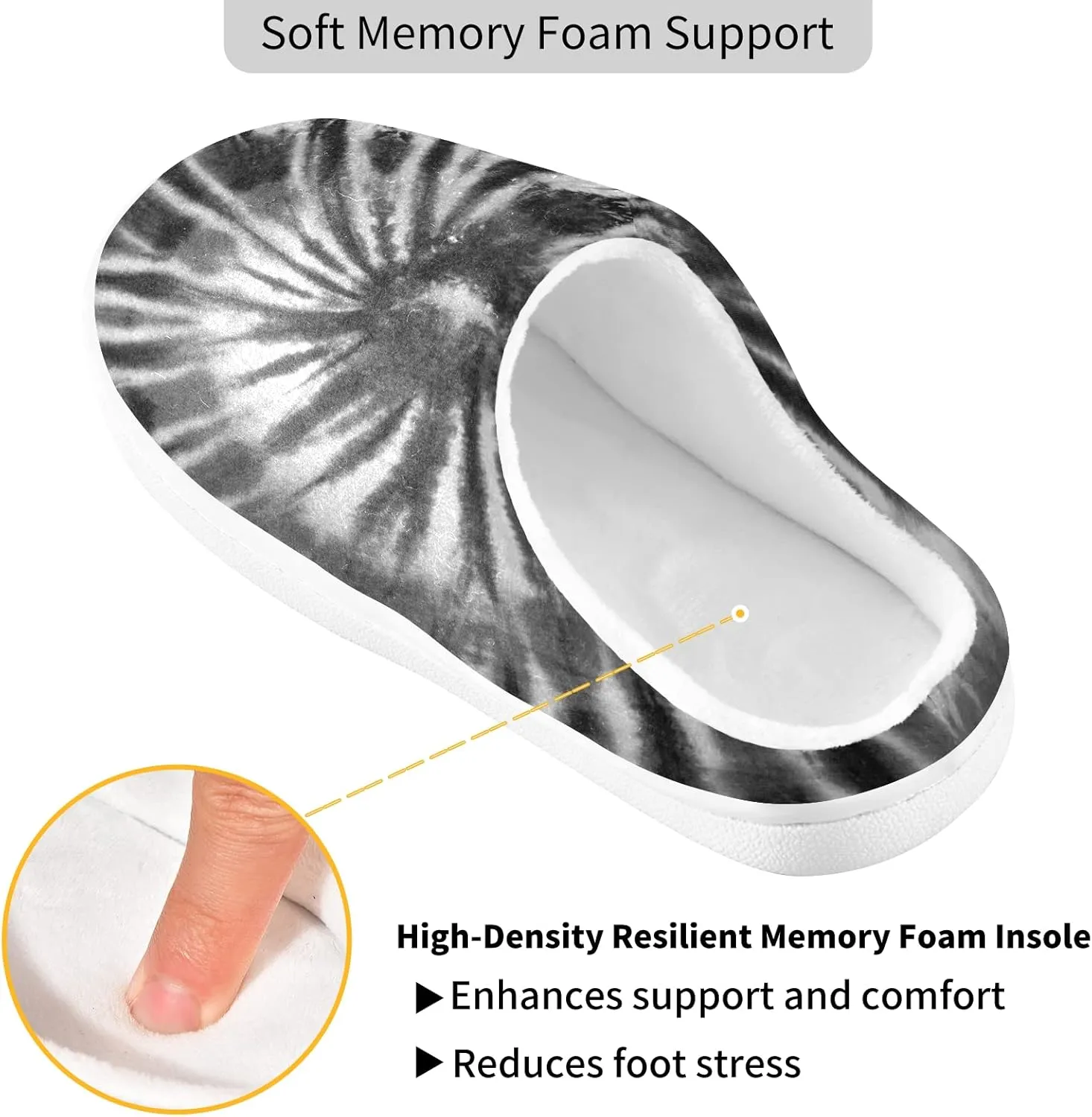 Unisex Memory Foam House Slippers Non-Skid Soft Warm Sole Coral Fleece Slip-on Closed Toe Hand Free Shoes for Bedroom Travel 6-17