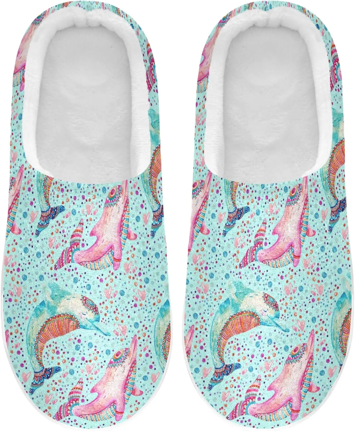 Unisex Memory Foam House Slippers Non-Skid Soft Warm Sole Coral Fleece Slip-on Closed Toe Hand Free Shoes for Bedroom Travel 6-17